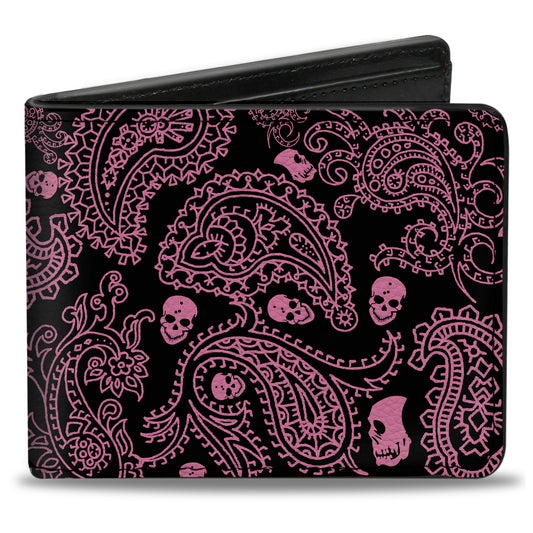 Bi-Fold Wallet - Bandana Skulls Black Pink