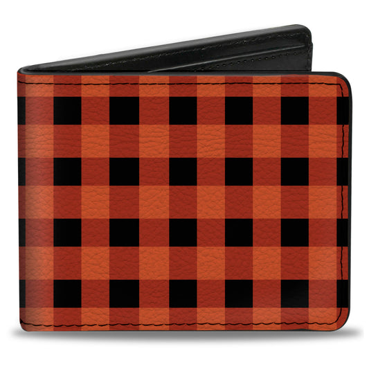 Bi-Fold Wallet - Buffalo Plaid Black Orange