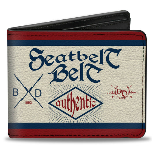 Bi-Fold Wallet - Buckle-Down AUTHENTIC SEATBELT BELT White Blue Red