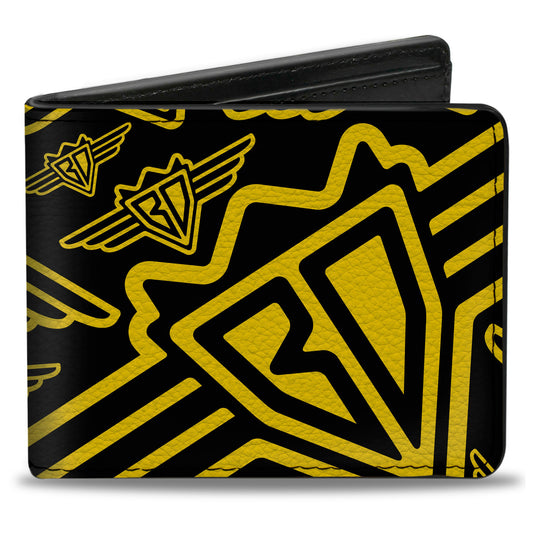Bi-Fold Wallet - Buckle-Down BD Logo Scattered Black Yellow