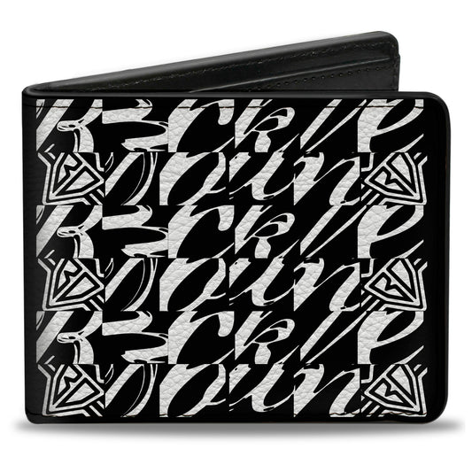 Bi-Fold Wallet - Buckle-Down BD Logo Buckle-Down Script Black White