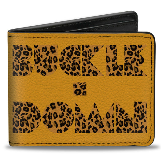 Bi-Fold Wallet - BUCKLE-DOWN Shapes Gold Leopard Brown