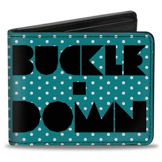 Bi-Fold Wallet - BUCKLE-DOWN Shapes Dot Turquoise White Black