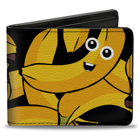 Bi-Fold Wallet - Bananas Stacked Cartoon Black Yellows