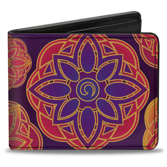 Bi-Fold Wallet - Boho Mandala Purples Oranges Pinks