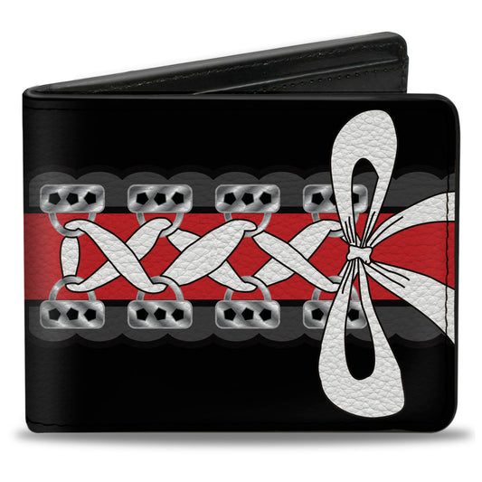 Bi-Fold Wallet - Corset Lace Up w Bow Black Red