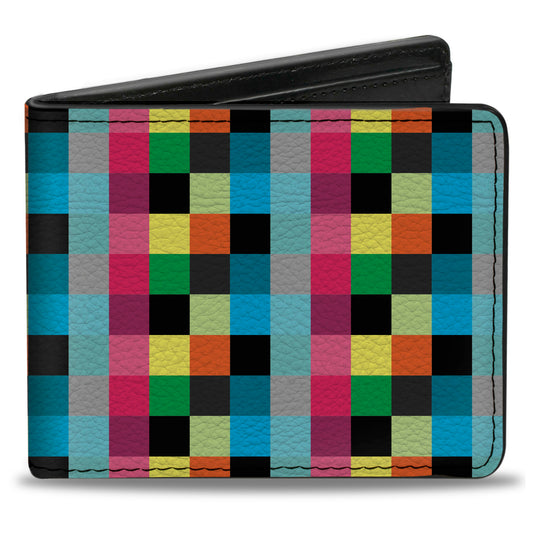 Bi-Fold Wallet - Checker Bright Pastel