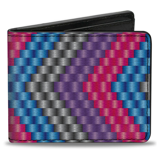 Bi-Fold Wallet - Chevron Weave Gray Lavender Pink Baby Blue
