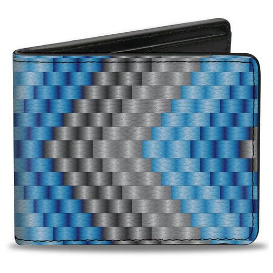 Bi-Fold Wallet - Chevron Weave Grays Blues