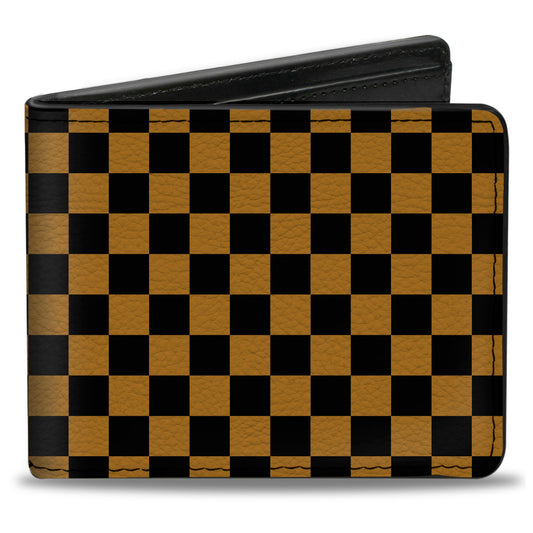 Bi-Fold Wallet - Checker Black Gold