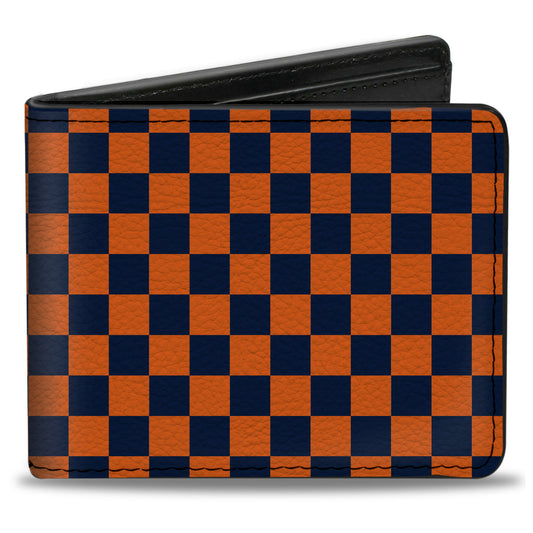 Bi-Fold Wallet - Checker Orange Dark Blue