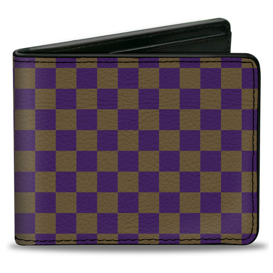 Bi-Fold Wallet - Checker Purple Gold