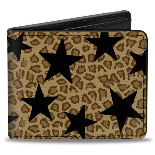 Bi-Fold Wallet - Cheetah Stars Tan Black