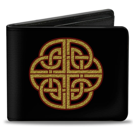 Bi-Fold Wallet - Celtic Knot Black Burgundy Gold