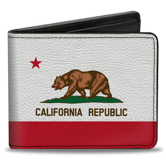 Bi-Fold Wallet - California Flag Repeat Black