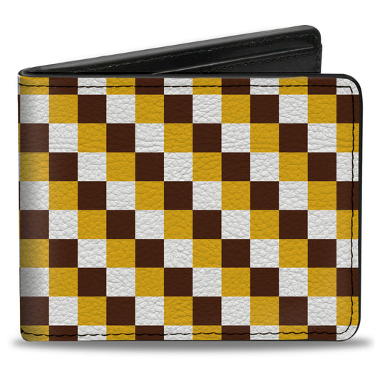 Bi-Fold Wallet - Checker White Gold Brown