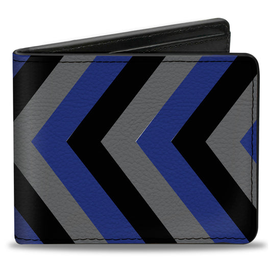 Bi-Fold Wallet - Chevron Blue Black Gray