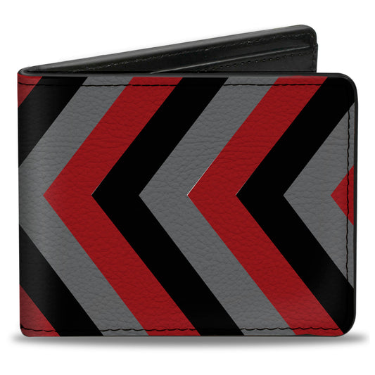 Bi-Fold Wallet - Chevron Red Black Gray