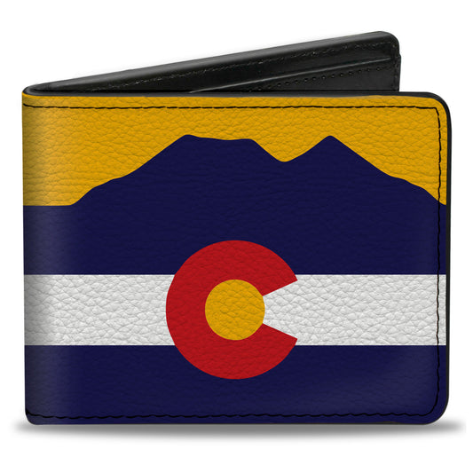 Bi-Fold Wallet - Colorado Flag Mountain Silhouette Yellow