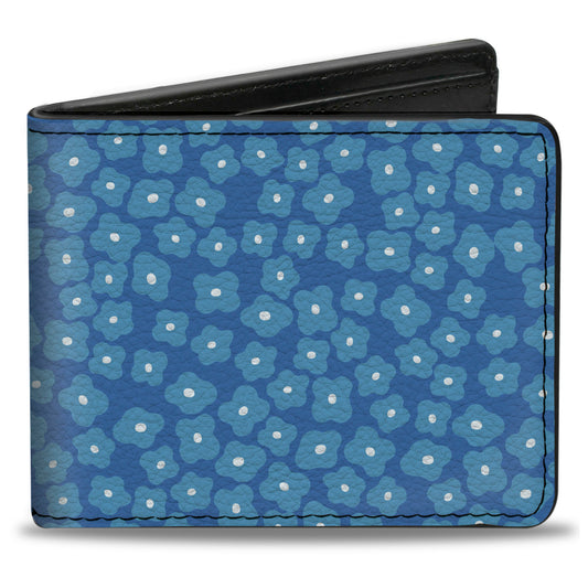 Bi-Fold Wallet - Ditsy Floral Blue Light Blue White