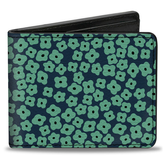 Bi-Fold Wallet - Ditsy Floral Teal Light Teal Teal