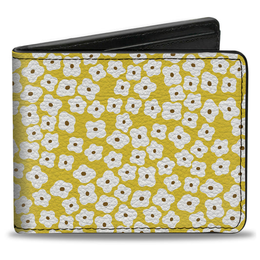 Bi-Fold Wallet - Ditsy Floral Yellow White Brown