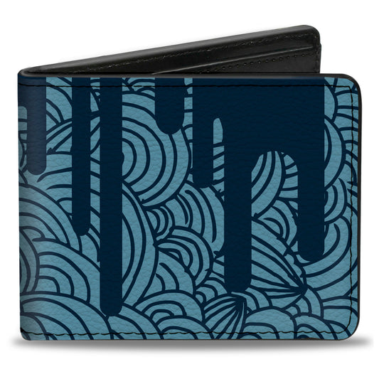 Bi-Fold Wallet - Doodle1 Paint Drips Blues