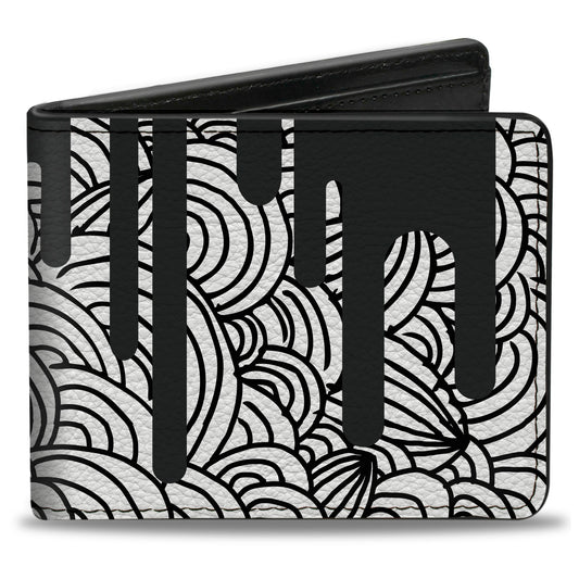 Bi-Fold Wallet - Doodle1 Paint Drips White Black
