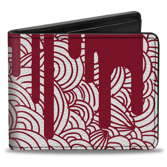 Bi-Fold Wallet - Doodle1 Paint Drips White Red