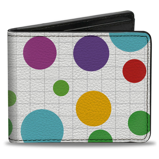 Bi-Fold Wallet - Dots Grid White Gray Multi Color