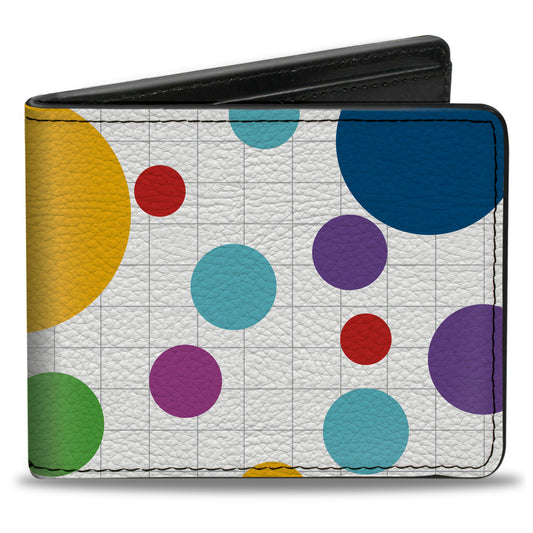 Bi-Fold Wallet - Dots Grid3 White Gray Multi Color