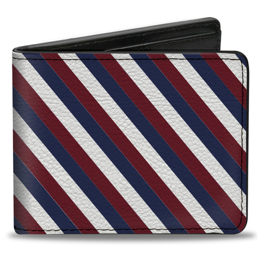 Bi-Fold Wallet - Diagonal Stripe Red White Navy
