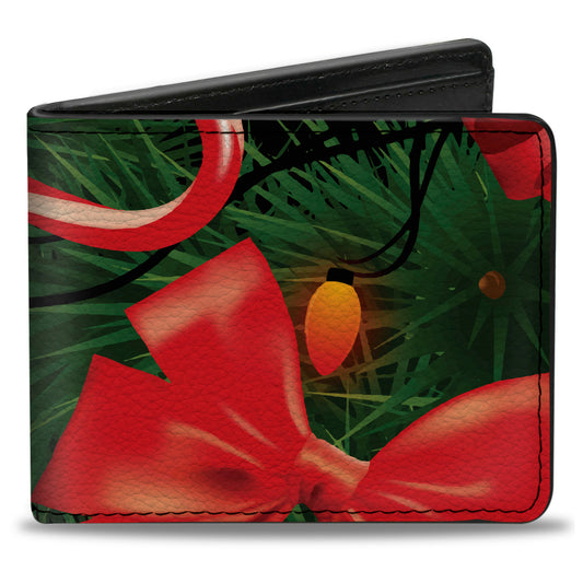 Bi-Fold Wallet - Decorated Tree2 w Bows Lights Candy Canes
