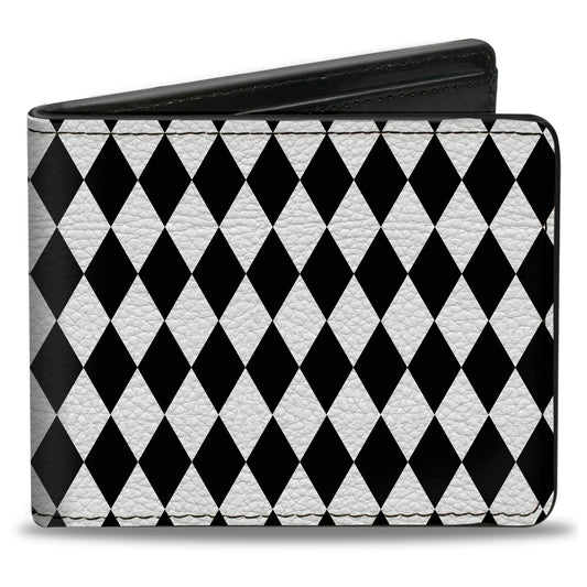 Bi-Fold Wallet - Diamonds Stripe White Black