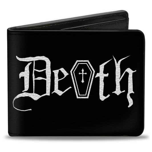 Bi-Fold Wallet - DEATH w Coffin Old English Black White