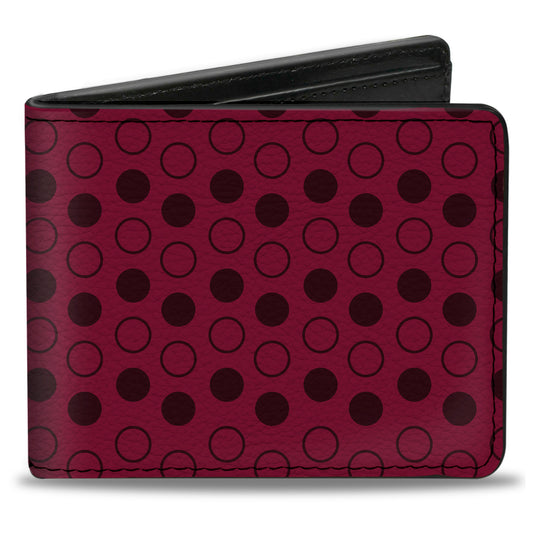 Bi-Fold Wallet - Dots Solid Outline Maroon