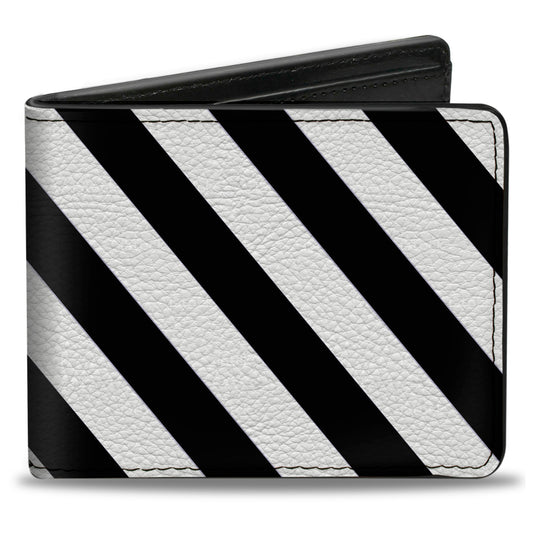 Bi-Fold Wallet - Diagonal Stripes2 White Black