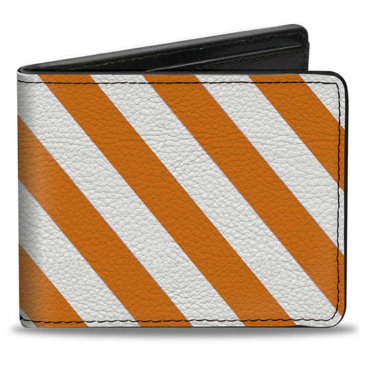 Bi-Fold Wallet - Diagonal Stripes2 White Orange