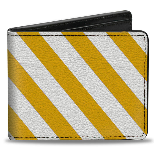 Bi-Fold Wallet - Diagonal Stripes2 White Golden Yellow