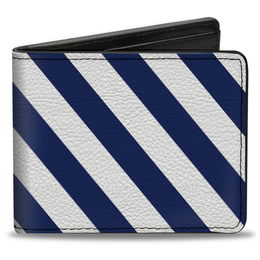 Bi-Fold Wallet - Diagonal Stripes2 White Royal Blue