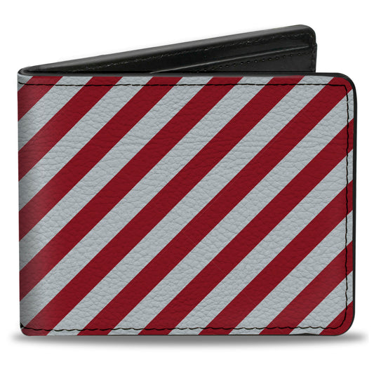 Bi-Fold Wallet - Diagonal Stripes3 White Red