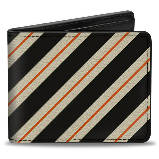 Bi-Fold Wallet - Diagonal Stripes5 Black White Orange