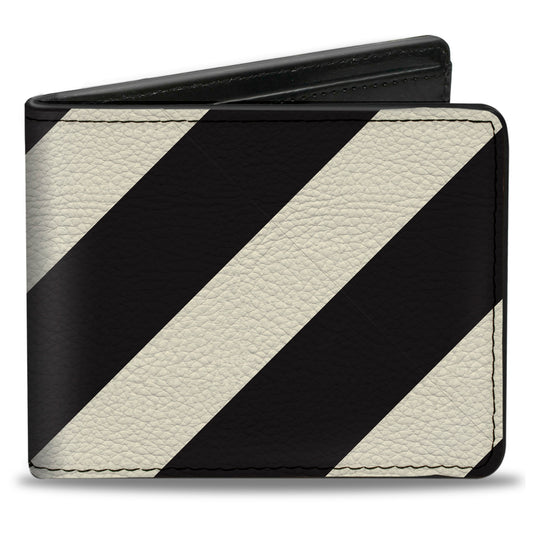 Bi-Fold Wallet - Diagonal Stripes6 White Black