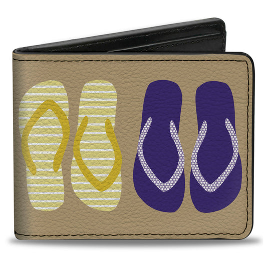 Bi-Fold Wallet - Flip Flops5 CLOSE-UP Sand Multi Color