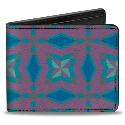 Bi-Fold Wallet - Floral Kaleidoscope Blues Pinks