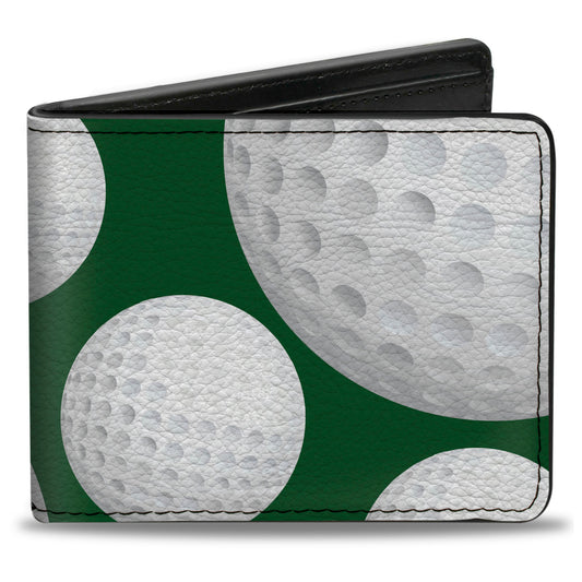 Bi-Fold Wallet - Golf Balls Scattered Green White