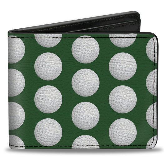Bi-Fold Wallet - Golf Balls Green White
