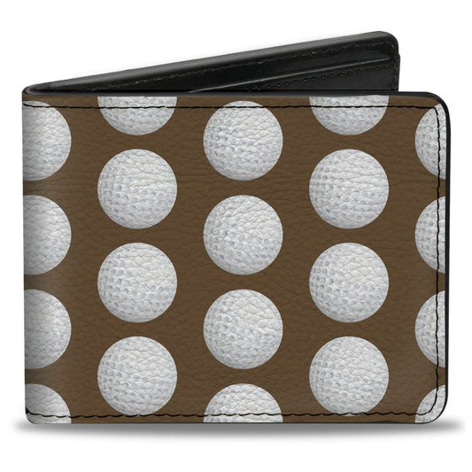 Bi-Fold Wallet - Golf Balls Tan White
