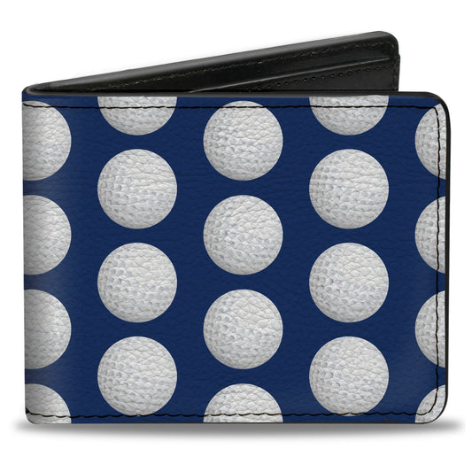 Bi-Fold Wallet - Golf Balls Blue White