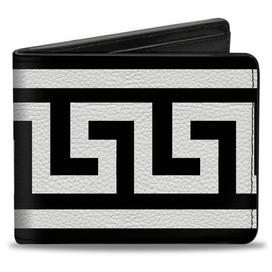 Bi-Fold Wallet - Greek Key Border Black White